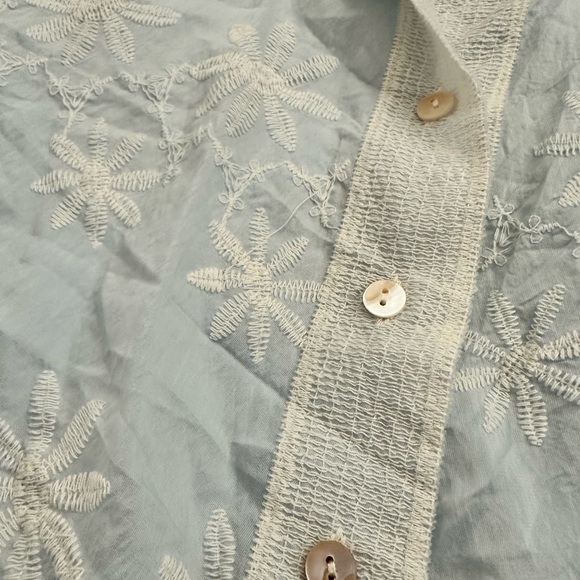POL Sky Blue Embroidered Button Up 3/4 Sleeve Top - Picture 10 of 11